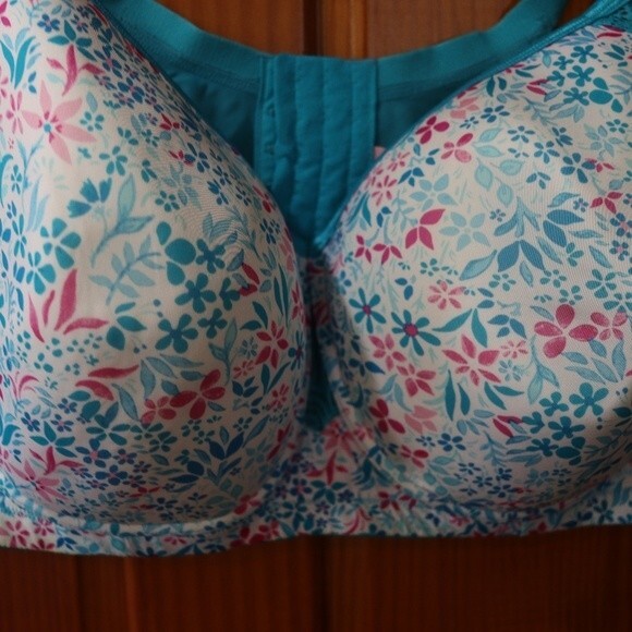Comfort Choice Blue & White Floral Bra Wireless 54G - Picture 3 of 10
